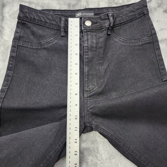 Zara Jeans Womens 6 Black High Rise Skinny Raw Ripped Busted Knee Stretch Denim - Picture 10 of 13